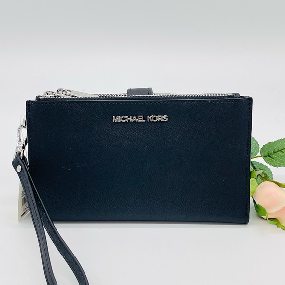 Michael Kors Large Double Zip Wallet Wristlet Black - Picture 2 of 9